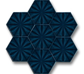Hexagon Flower Petrol Blue Ceramic (15x17 cm)